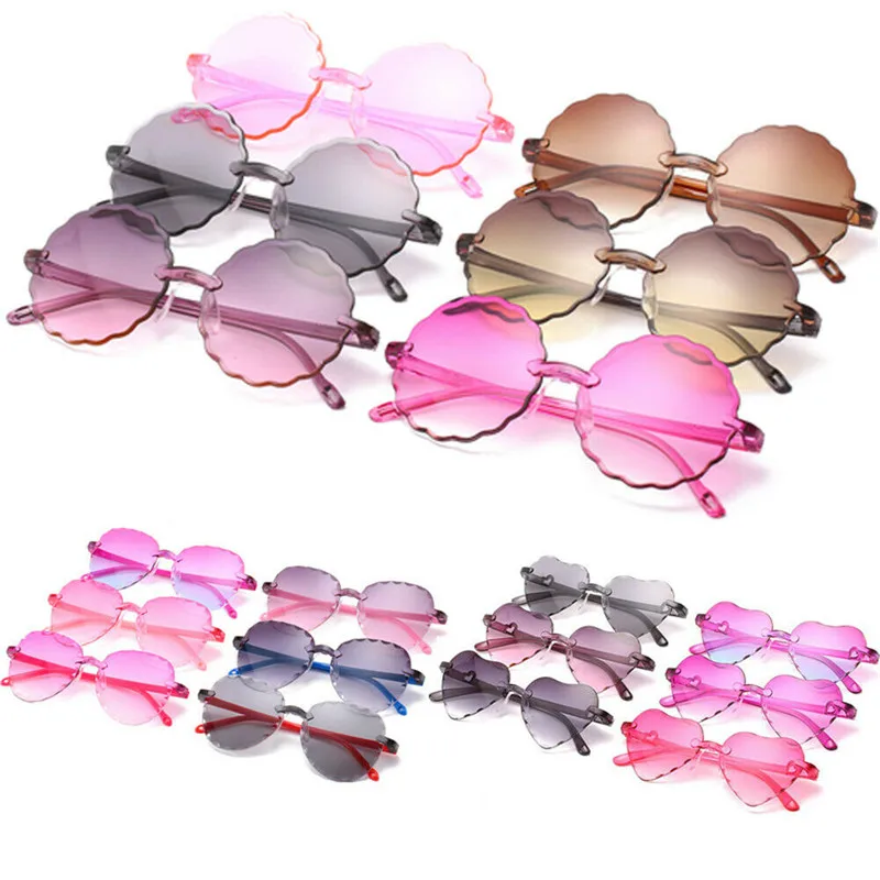 Girls Fashion Sunglasses Flower Floral Design Metal Frame Aviators UV 400