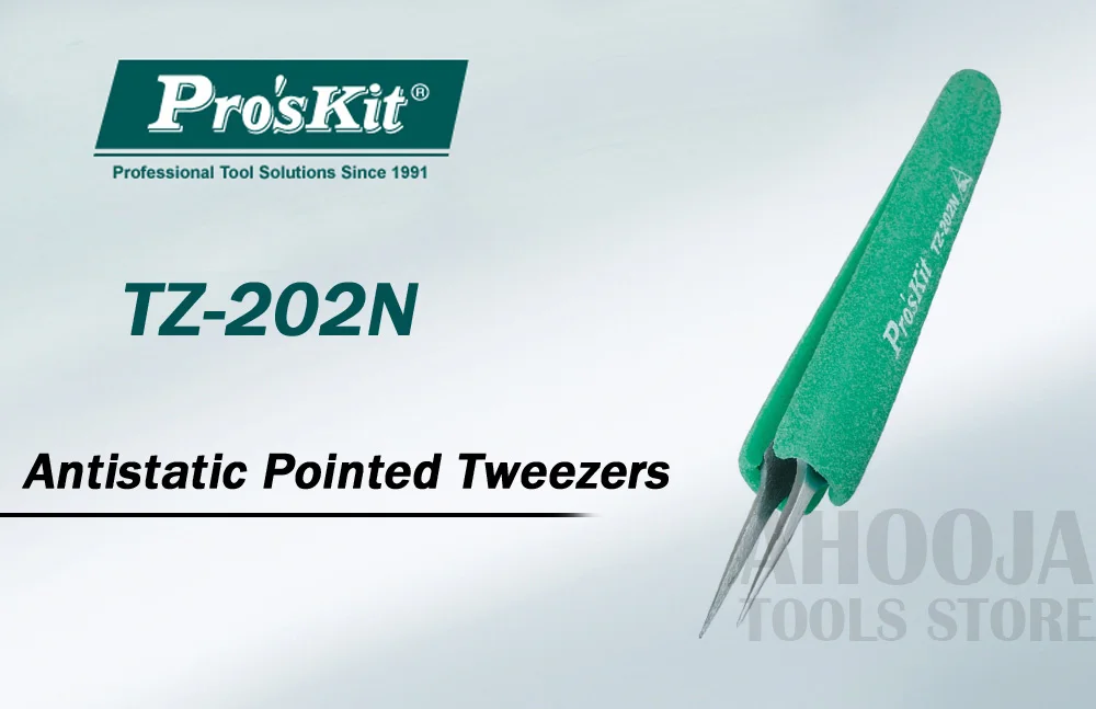 Pro'skit TZ-202N антистатические ESD Нескользящие острые пинцеты для электронной промышленности полупроводниковые ювелирные часы-очки ремонт