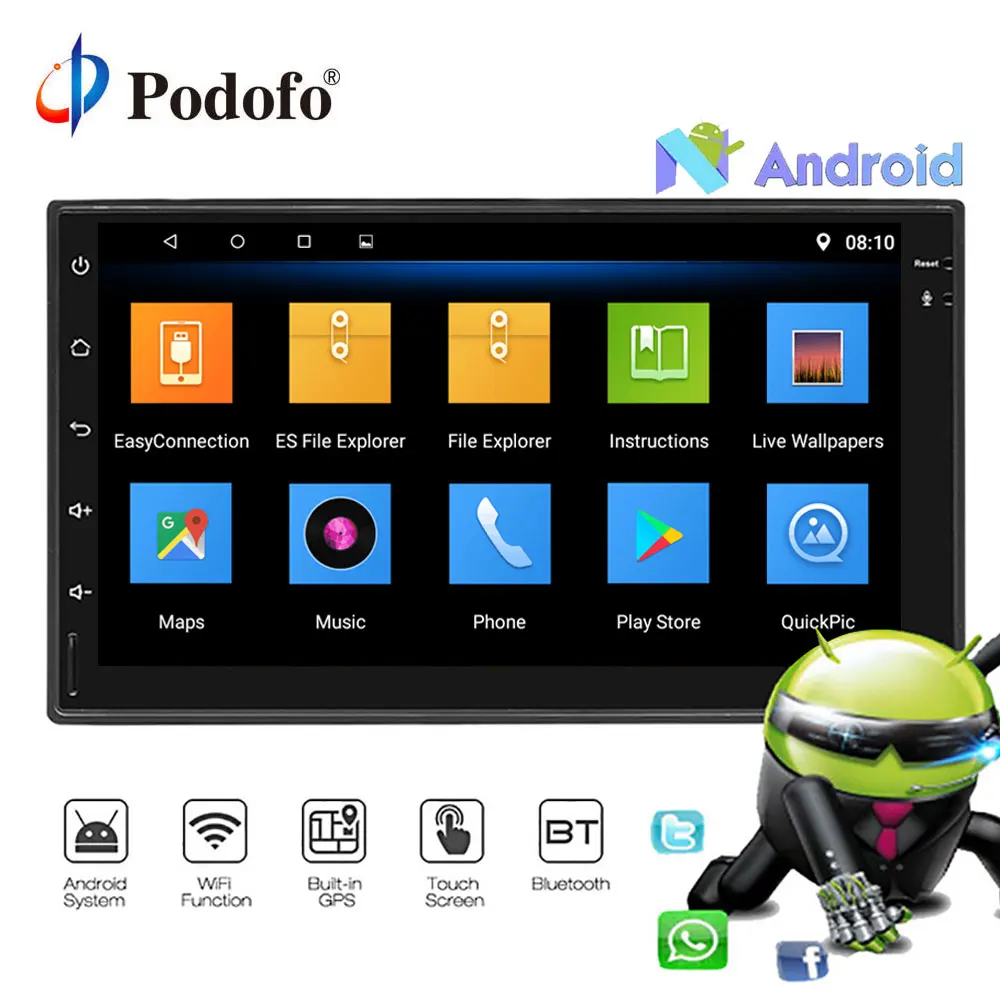 

Podofo 2din Car Radio Android Multimedia Player GPS Navigation 7'' HD Touch MP5 Auto audio Radio Stereo Bluetooth Wifi autoradio