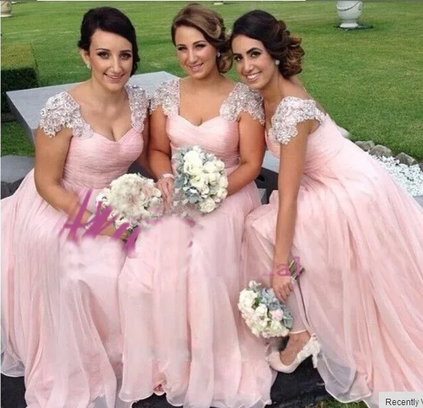 Vestidos de encaje dama de honor de boda, moda Ever Pretty para mujer, de gasa con hombro de flores, vestido de dama de honor largo acolchado de talla grande 2018 -