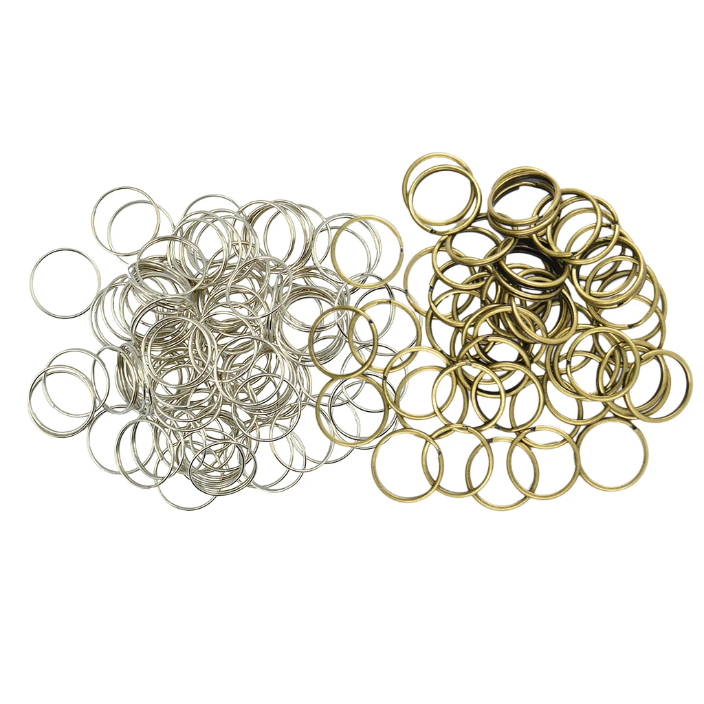 150pcs Split Key Rings 18mm White K & Bronze Plated Steel Split Ring for Car Home Keys Organization Arts & Crafts DIY Jewelry