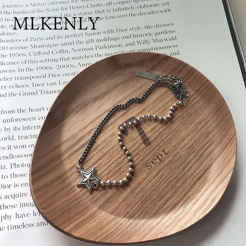 MLKENLY Новые Аутентичные ювелирные изделия из стерлингового серебра 925 пробы серебряные большие N цепи тайские серебряные кольцевые браслеты для женщин bijoux femme INS