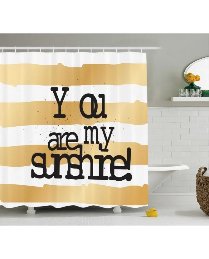 Brown Shower Curtain Love Romance White Ombre Print For Bathroom