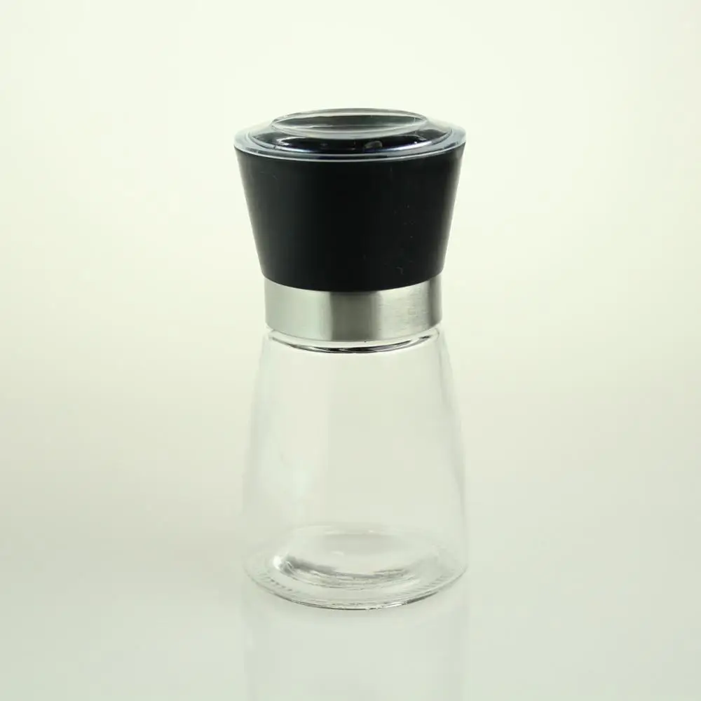 Новая модная ручная мельница для перца, солевой мульлер, керамический заусенец, стекло ручное управление, кухонные гаджеты - Цвет: Black