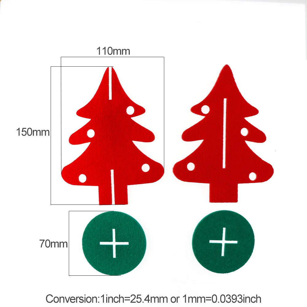 3D елки войлочная ткань Зеленый Красный рождественские украшения DIY елка патч праздничные принадлежности рождественские украшения для дома Бар - Цвет: 15cm red tree