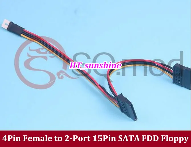 Новый 4PIN Женский до 2-Порты и разъёмы 15pin SATA FDD Гибкий адаптер Жесткий диск Y Splitter