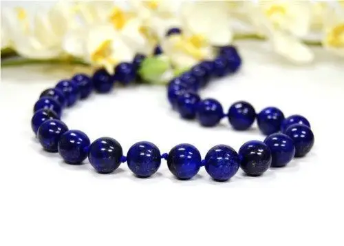 

Free shipping Beautiful lapis lazuli necklace in ball shape 10mm AAA WW