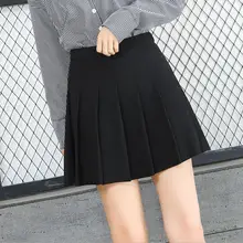 Японский юбка-трапеция Высокая талия плиссированные летние женские колледж юбка Модные Милые простые ноутбука юбка