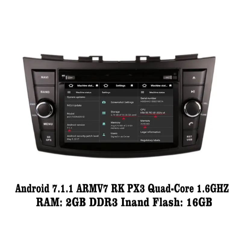 Perfect Liislee Android 7.1 2G RAM For Suzuki Swift 2010~2017 Car Radio Audio Video Multimedia DVD Player WIFI DVR GPS Navi Navigation 1