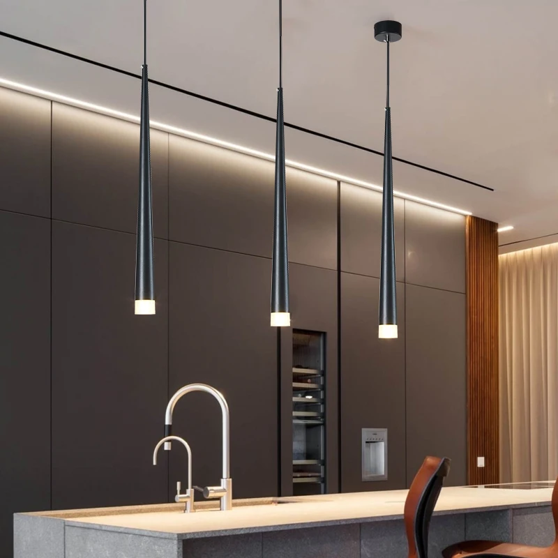  Nordic led chandelier long downlight Kitchen Restaurant Bar cone chandelier decorative chandelier b - 33026338454