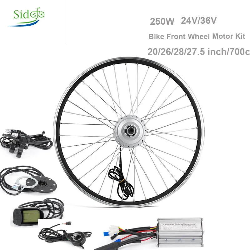 20inch wheel 24V Электрический велосипед Conversion Kit 24V 250 Вт мотор для центрального движения 20 26 27,5 28 дюймов 700c Bicicleta велосипедные Байк, способный преодолевать Броды переднего колеса мотор LCD5 - Цвет: 20inch wheel 24V