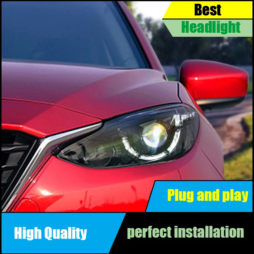 

Car Styling head lamp For Mazda 3 Axela headlights 2014 2015 2016 front Bi-Xenon Lens Double Beam HID KIT Headlight Assembly
