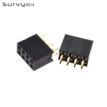 10/20/50/100PCS 2X4Pin Pin Header Socket gold plated 4Pin 2.54mm Row Straight Female Double maitech double row bnc female white plastic socket white