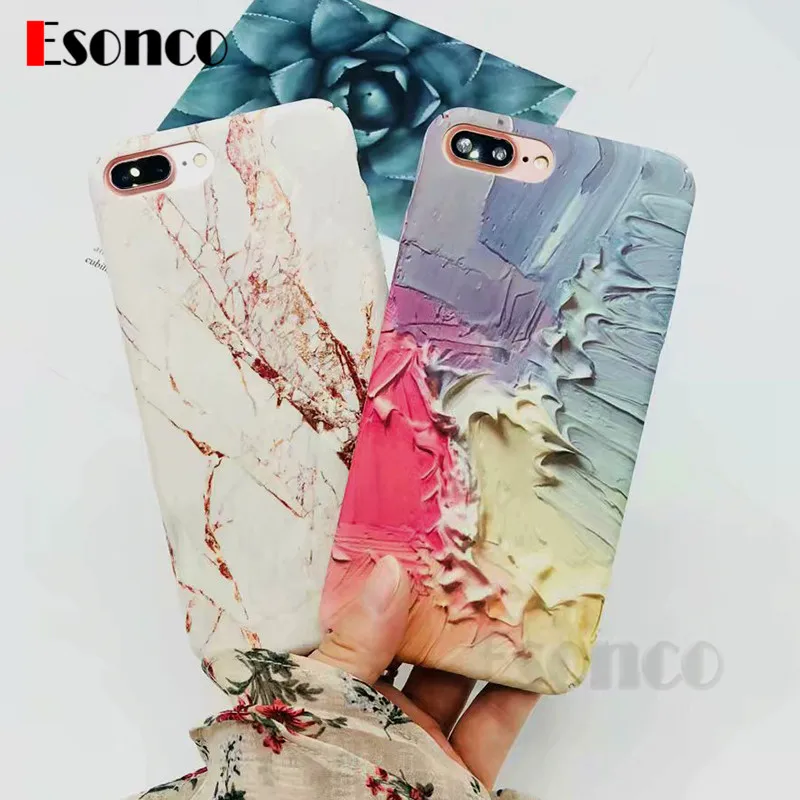 Oil Paint Hard Case For iPhone X 7 8 6 s Plus Cases Marble Back Cover Candy Colorful Phone |