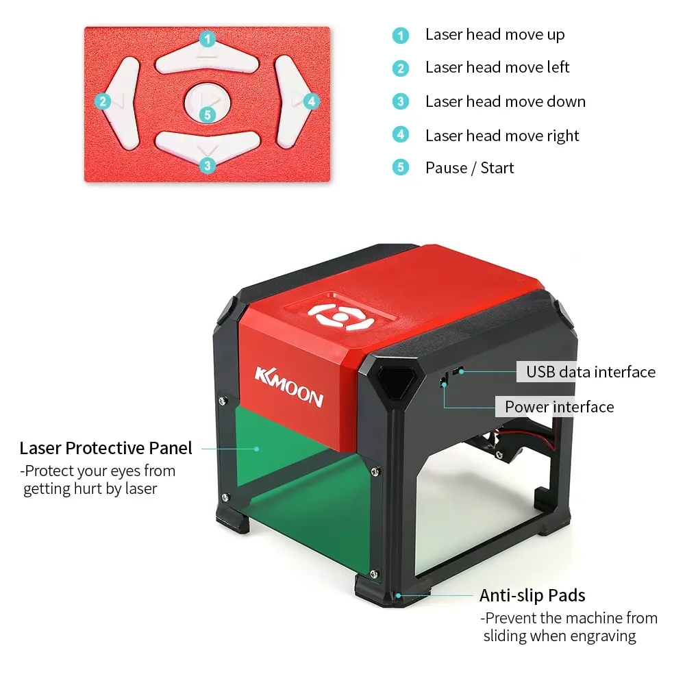 KKmoon 3000mW K5 DIY Мини USB лазерная гравировальная машина автоматический ЧПУ деревянный маршрутизатор лазерный гравер принтер резак машина для резки