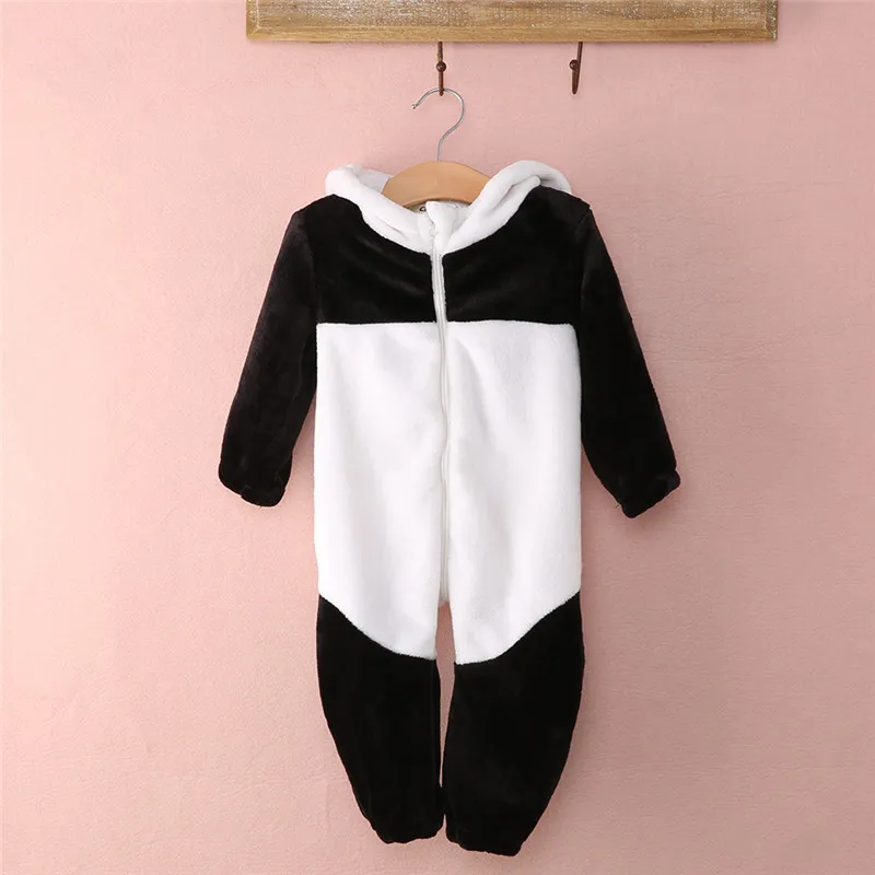 New Arrival Baby Boy Girl panda Hooded Zipper Rompers Cute Baby Warm Costume Onesie Panda Climbing
