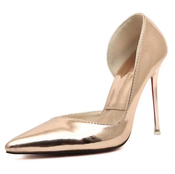 2016 spring new European fashion shoes sexy high heel shoes metal