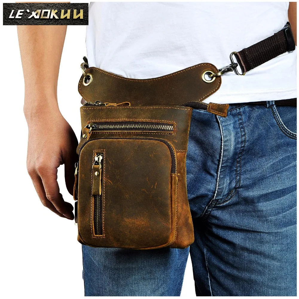 Couro de Qualidade Bolsa de Ombro Design Masculino Casual Mensageiro Moda Multifunction Cinto Pacote Gota Perna Bolsa Tablet Case 211-11-d
