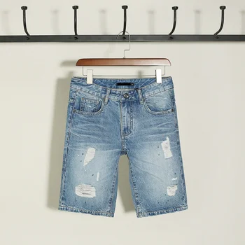 

2019 Men Short Jeans Summer New Fashion Korean Casual Hole Slim Denim Shorts Men