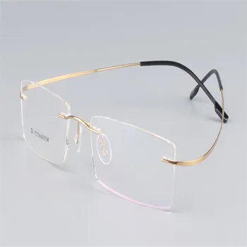 

MONGOTEN Pure Titanium Business Fashion Rimless Ultralight Optical Eyeglasses Prescription Lens Black Silver Reading Eyeglasses