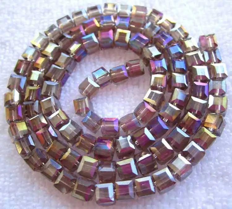 4mm Multicolor Glass Crystal Faceted Square loose beads 16" ,we provide