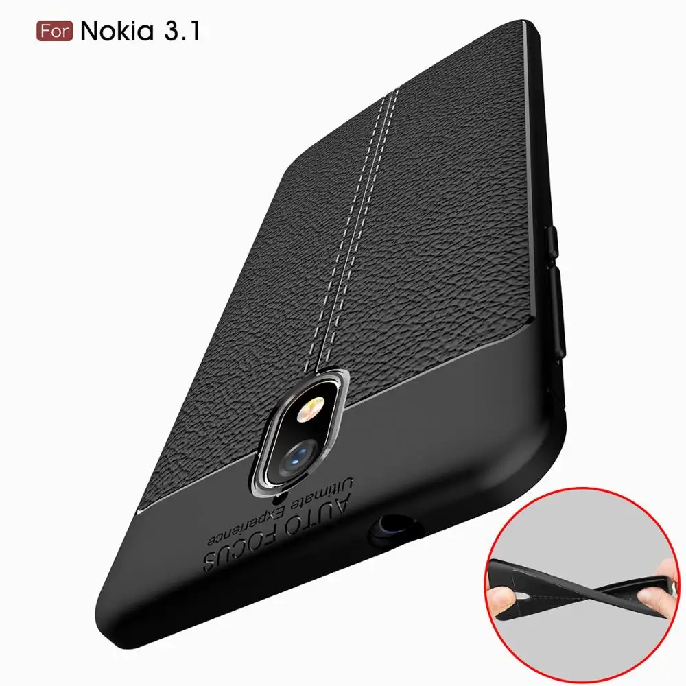 

Lichee Texture Coque Cover 5.2For Nokia 3.1 Case For Nokia 3.1 X3 Nokia3.1 Plus 2018 Phone Back Coque Cover Case