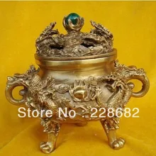 Рождественские украшения для дома+ азиатские антикварные китайский дракон из латуни ладан горелка