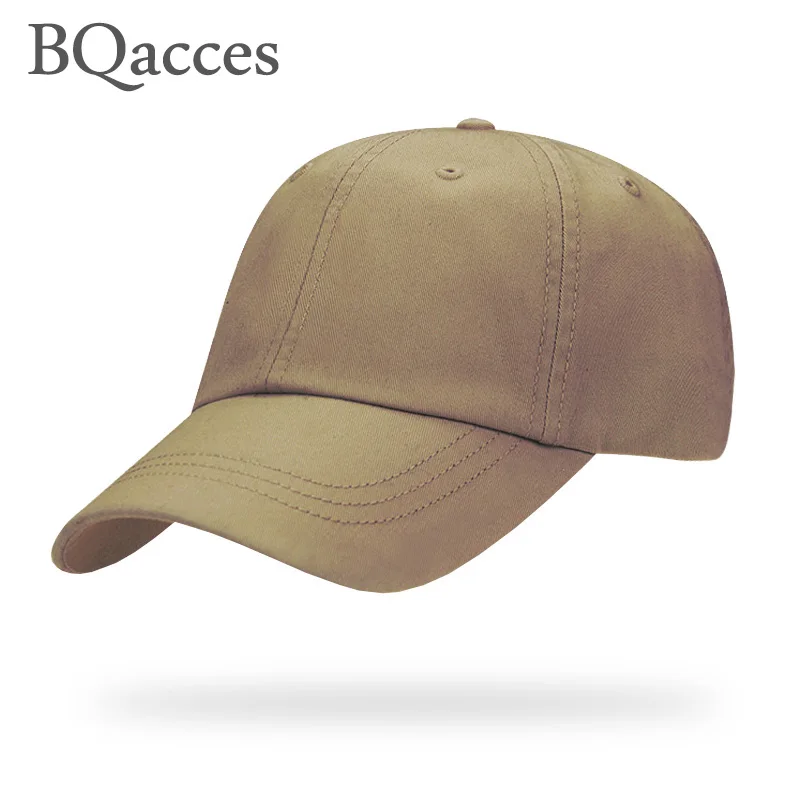 

BQacces new fashion solid color 100% cotton strapback baseball cap women men summer sun hat truck cap hip hop high quality