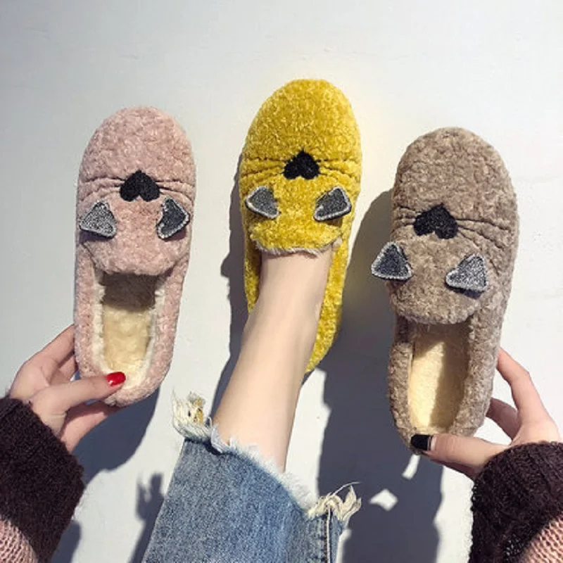 

2019 new wearing a pedal versatile super fire cotton shoes female flat peas shoes