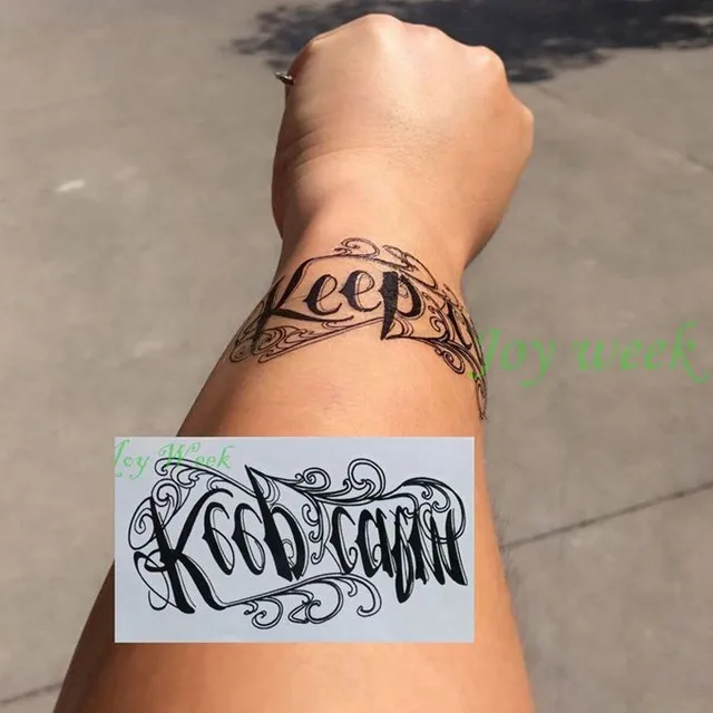 Waterproof Temporary Tattoo Sticker Black Devil Doesn t Sleep English 