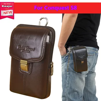 

Luxury Genuine Leather Carry Belt Clip Pouch Waist Purse Case Cover for Conquest S8 Cell Phone Bag Free Shipping