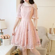 Fashion Lace Flower Embroidered A-line Dress Women Mesh Fairy Dresses 2019 Summer Female Sweet Bell Sleeve O-neck Mini Dress Fashion Lace Flower Embroidered A-line Dress Women Mesh Fairy Dresses 2019 Summer Female Sweet Bell Sleeve O-neck Mini Dress