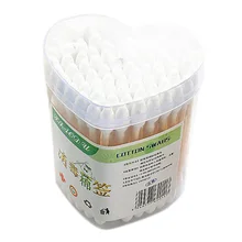 100 шт Одноразовые двухголовые ватные палочки тампон деревянные палочки Чистка ушей уход за здоровьем макияж инструменты с коробкой для хранения
