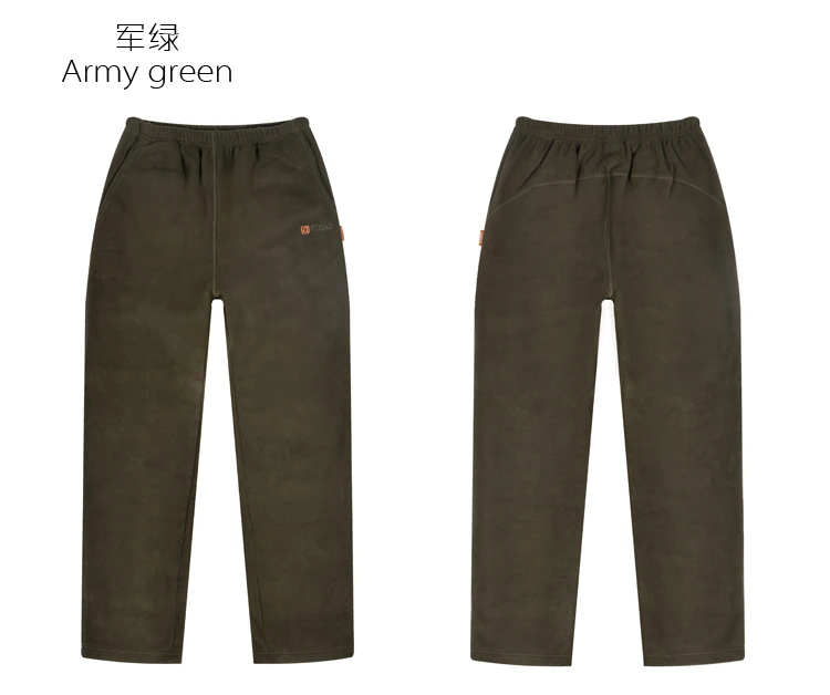 Зимние мужские штаны для рыбалки, спортивные штаны для улицы, мужские длинные штаны из флиса, теплые штаны, черные, США Размер M-XXL, черные - Цвет: Army Green