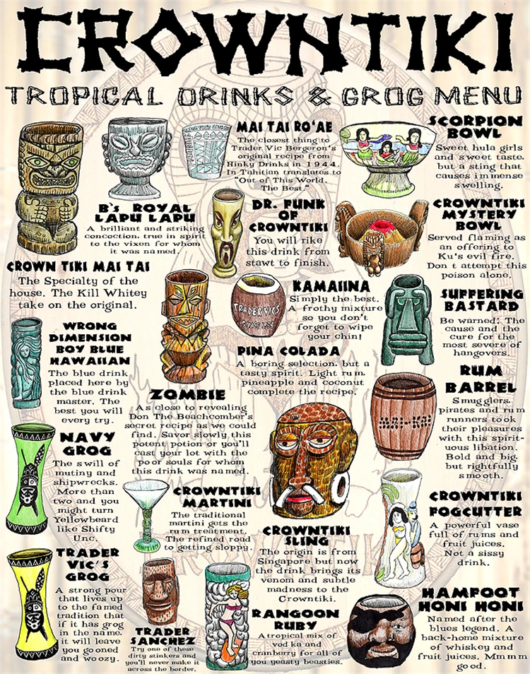 Большой Tiki чаша Коктейльная чашка пивная винная Кружка Керамическая Tiki кружки художественные ремесла креативные Гавайские кружки