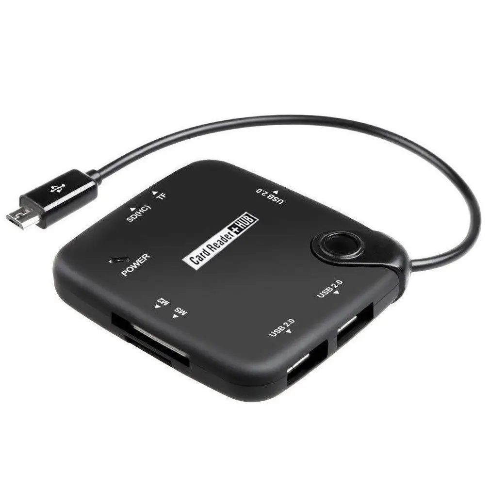 Спортивная видеокамера с разъемом Micro USB для 2-Порты и разъёмы USB 2,0 с HC TF концентратор-картридер OTG адаптер Черный для Samsung Galaxy, телефон D14 высокое Скорость Перевозка груза падения