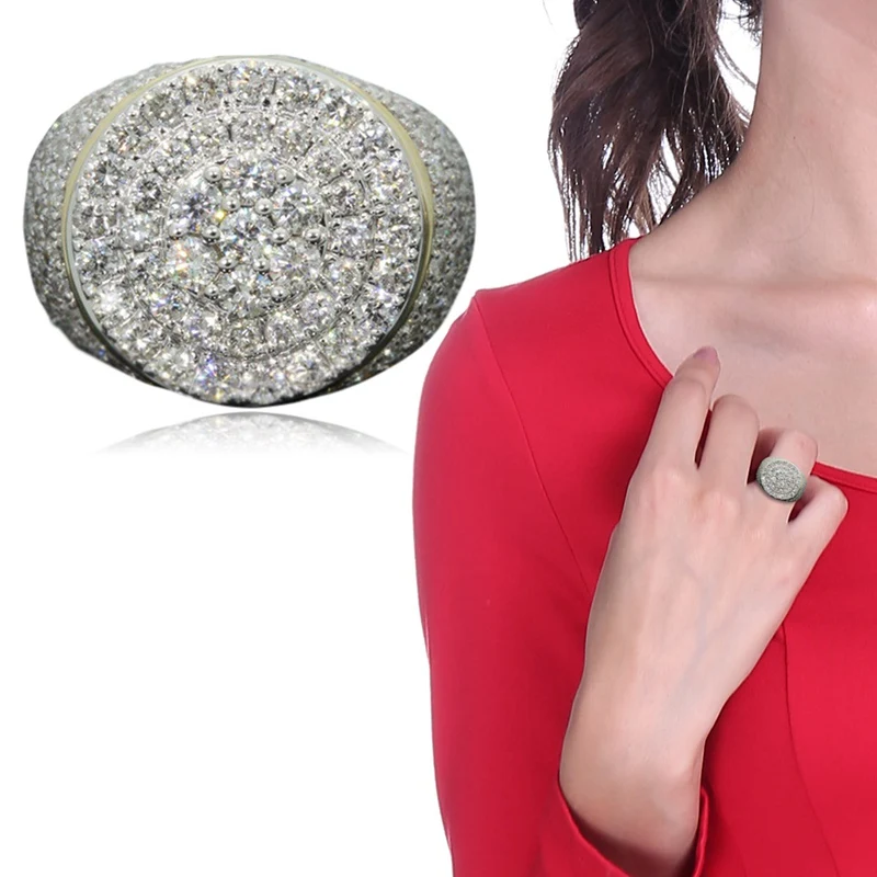 Full Size Three Row Egg Shape Rings Clear Crystal Wedding Rings Fashion