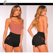 Короткие джинсы летние женские Мини короткие сексуальные женские джинсовые шорты тонкие вышитые цветы джинсы для женщин девочек синий