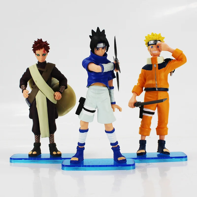 

3pcs/lot Naruto Figure Toy Uzumaki Naruto Uchiha Sasuke Gaara Model Dolls With Bases