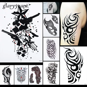 

8 Pieces Symbol Arm Pattern Design Tattoo Sticker Temporary Skull Gun Unisex Waist Body Art Waterproof Tattoo Sticker Cool HB#10