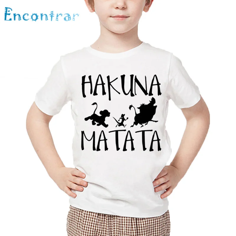 Детская забавная Футболка с принтом Hakuna Matata детские летние топы короткими