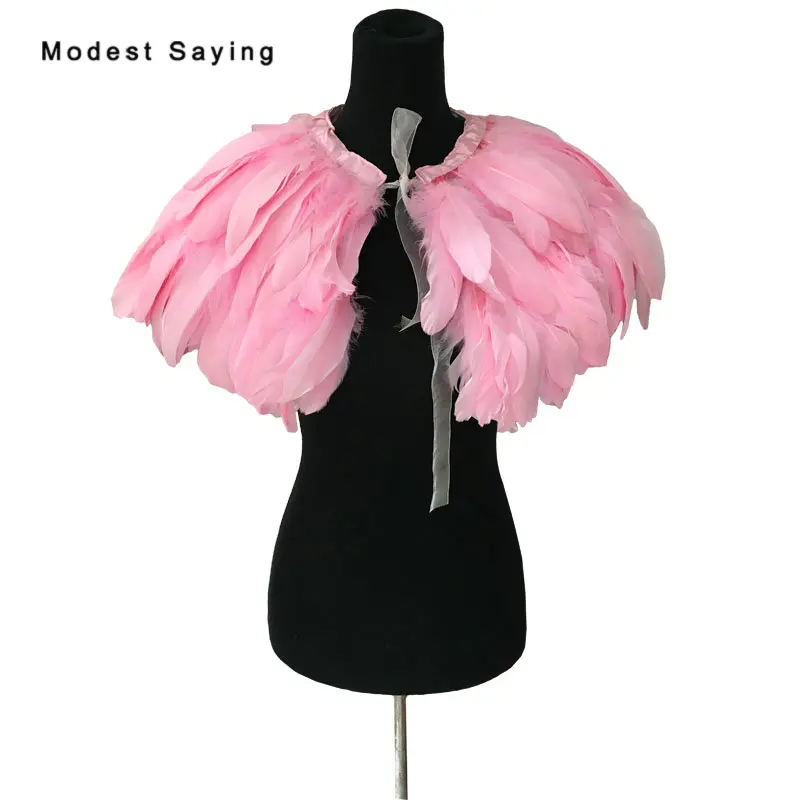 

New 2017 Pink Feather Coats Wedding Fur Shawls Fashion Winter Capes Wraps Bridal Boleros for evening dress Wedding Accessories