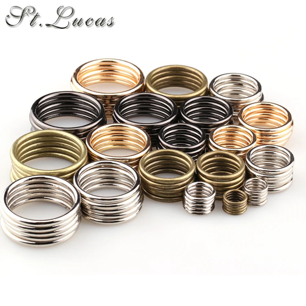 Hebillas de cinturón de aleación de metal para zapatos, conexión de anillo circular, color negro, bronce, dorado y plateado, 20mm, 25mm, 30mm, 35mm, 60 unidades por lote