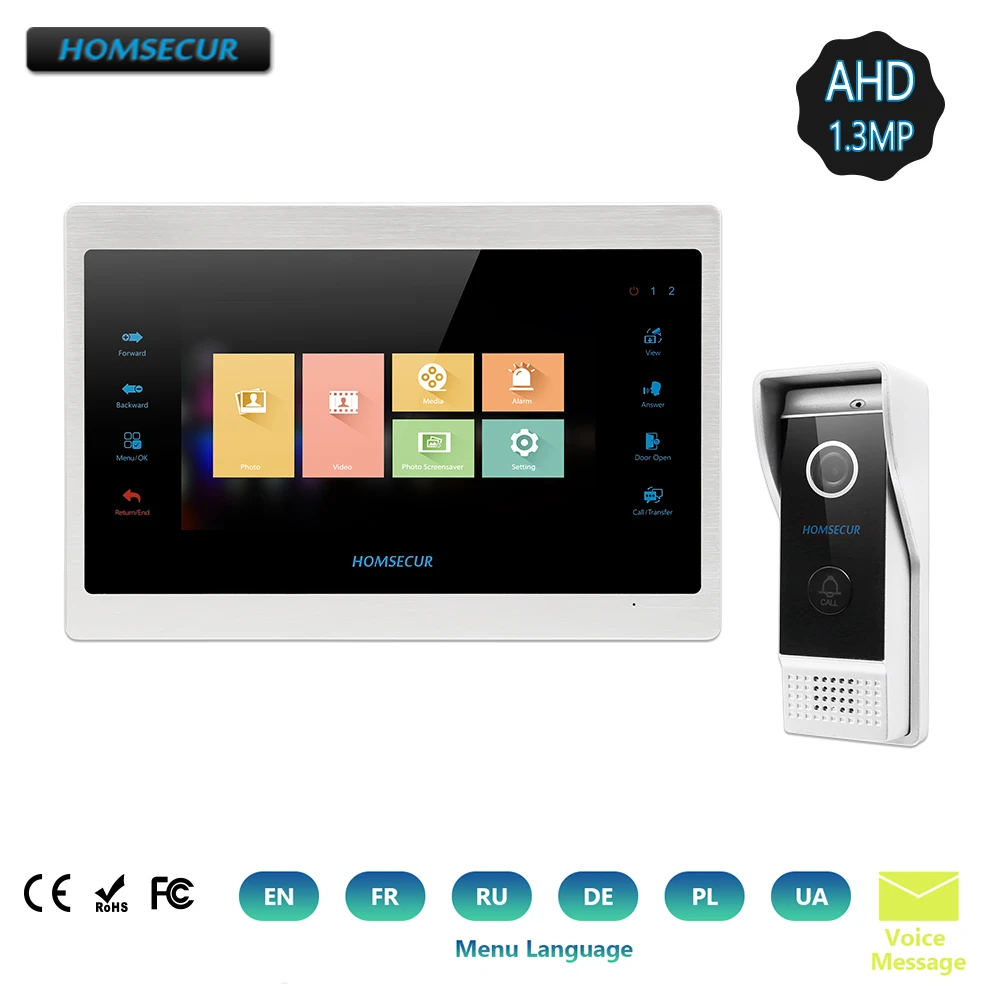 

HOMSECUR 7" Wired Video Door Phone Intercom System 1.3MP With Voice Message For Apartment BC031HD-B + BM701HD-S