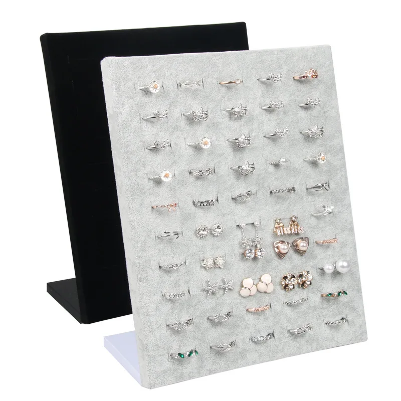  Black/Gray Velvet display Case Jewelry Ring Displays Stand Board Holder Storage Box Plate Organizer