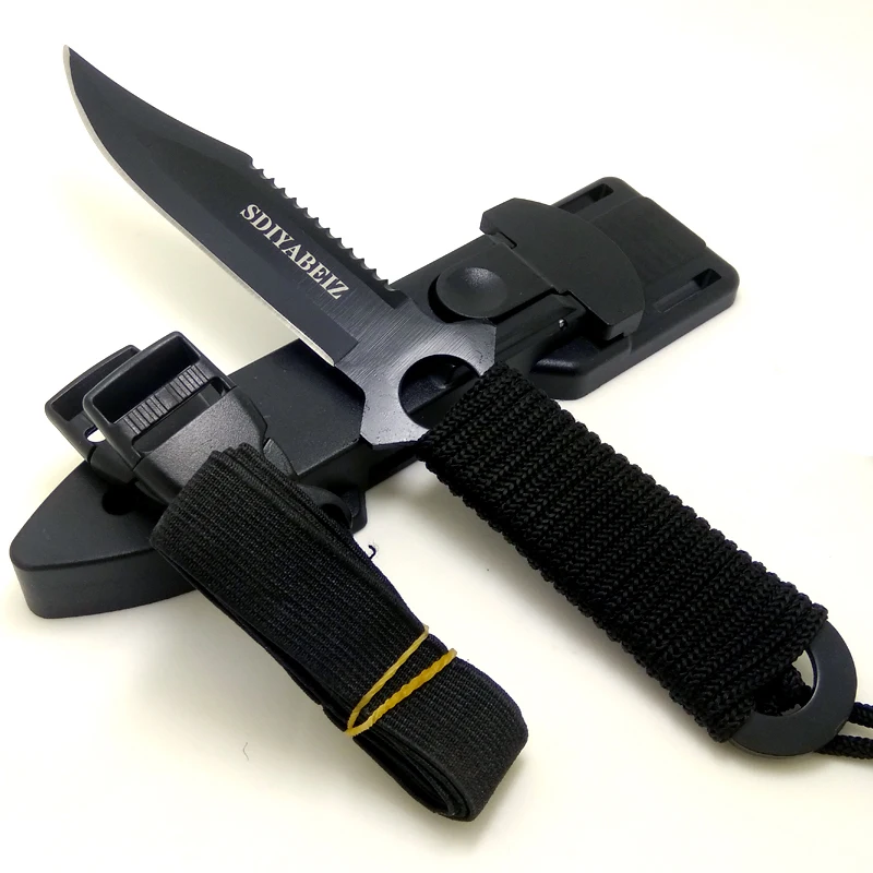 Haller Leggings/Paratroopers Steel Diving Straight knife Outdoor Survival Camping Tactical Knife with ABS Case Sheath SDIYABEIZ