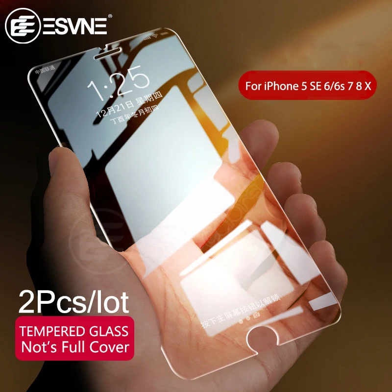 ESVNE 2 шт./лот 2.5D HD защитное стекло на айфон 5S SE 6 7 8 X Стекло 6s плюс закаленное Экран