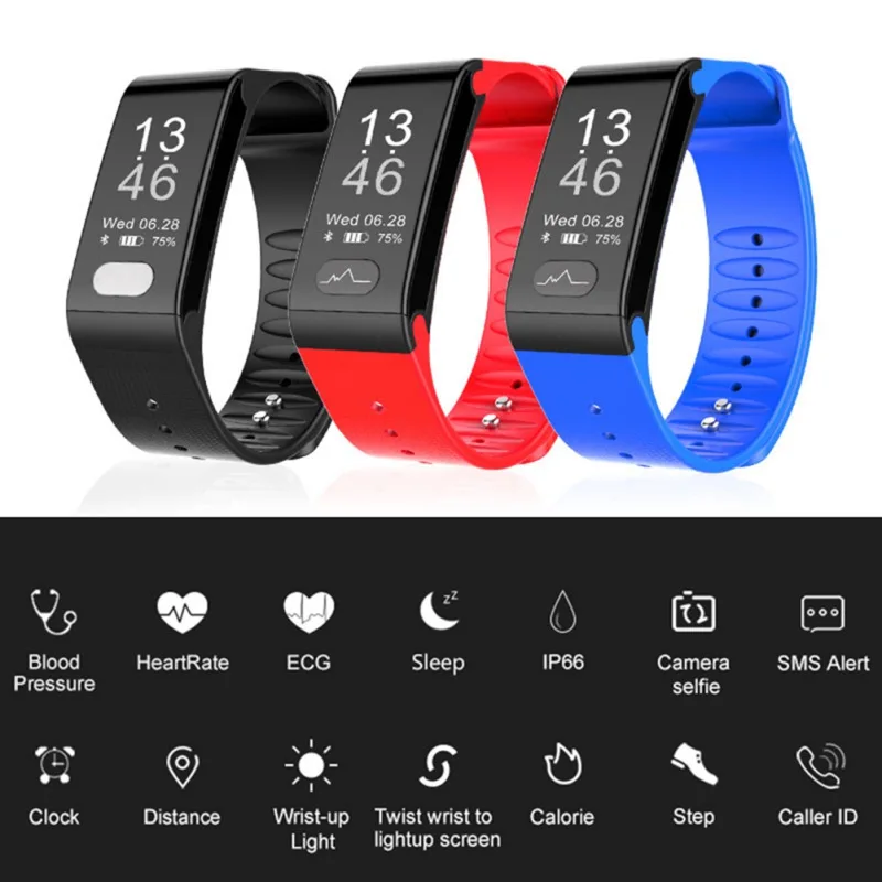 

Dropshipping Heart Rate Smart Band Watch ECG PPG Puls Blood Pressure Monitor Smart Fitness Bracelet Wristband For Android IOS