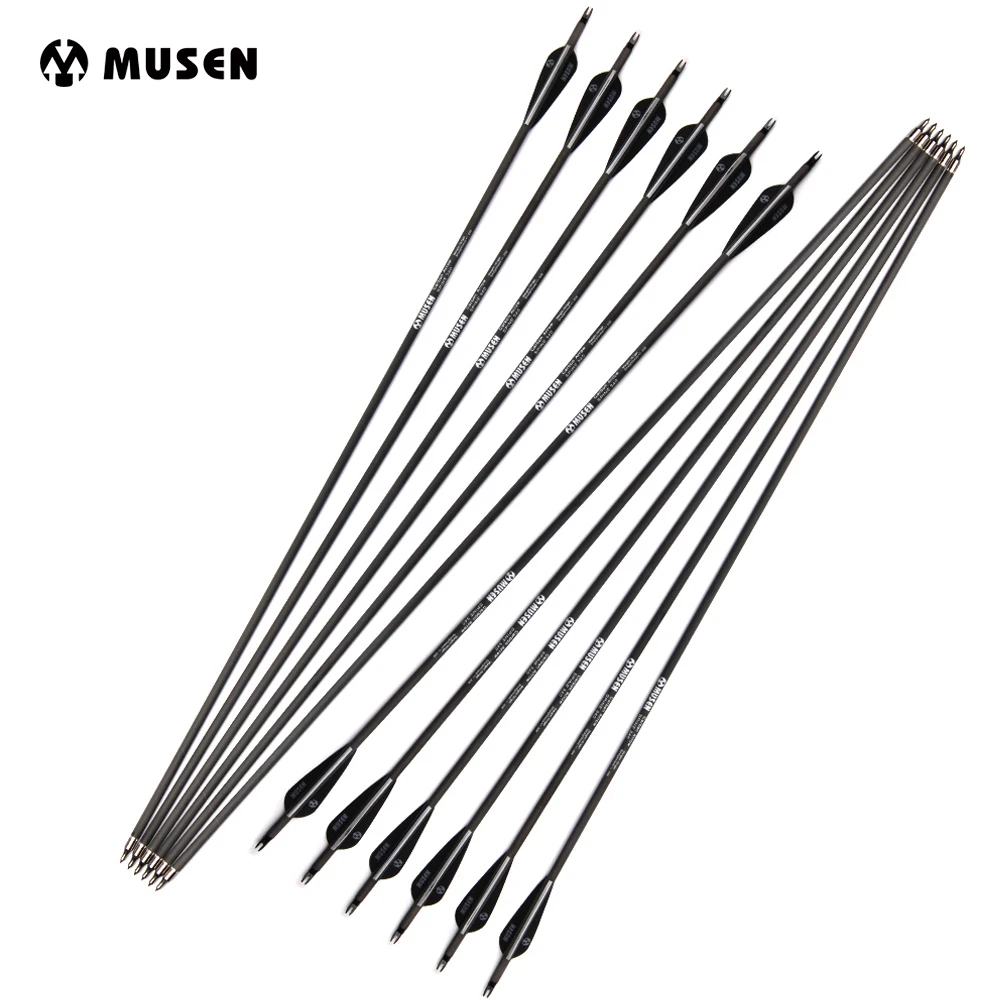 Online 6 12 24 stücke 28 30 32 zoll Wirbelsäule 350 500 Carbon Pfeil mit Schwarz und Weiß farbe für Recurve Verbindung Bögen Bogenschießen Jagd