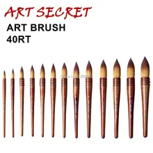 40RT высокое качество taklon волосы с деревянной ручкой художественная краска краски ing акварельные кисти для художественного рисования